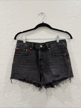 Levi's 501 Black Distressed Cutoff Jean Shorts
